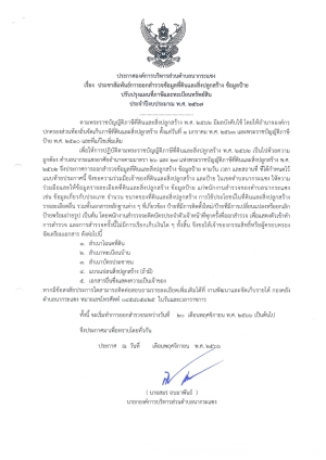 ประชาสัมพันธ์การออกสำรวจข้อมูลที่ดินและสิ่งปลูกสร้าง ข้อมูลป้ายปรับปรุงแผนที่ภาษีและทะเบียนทรัพย์สิน ประจำปีงบประมาณ 2567